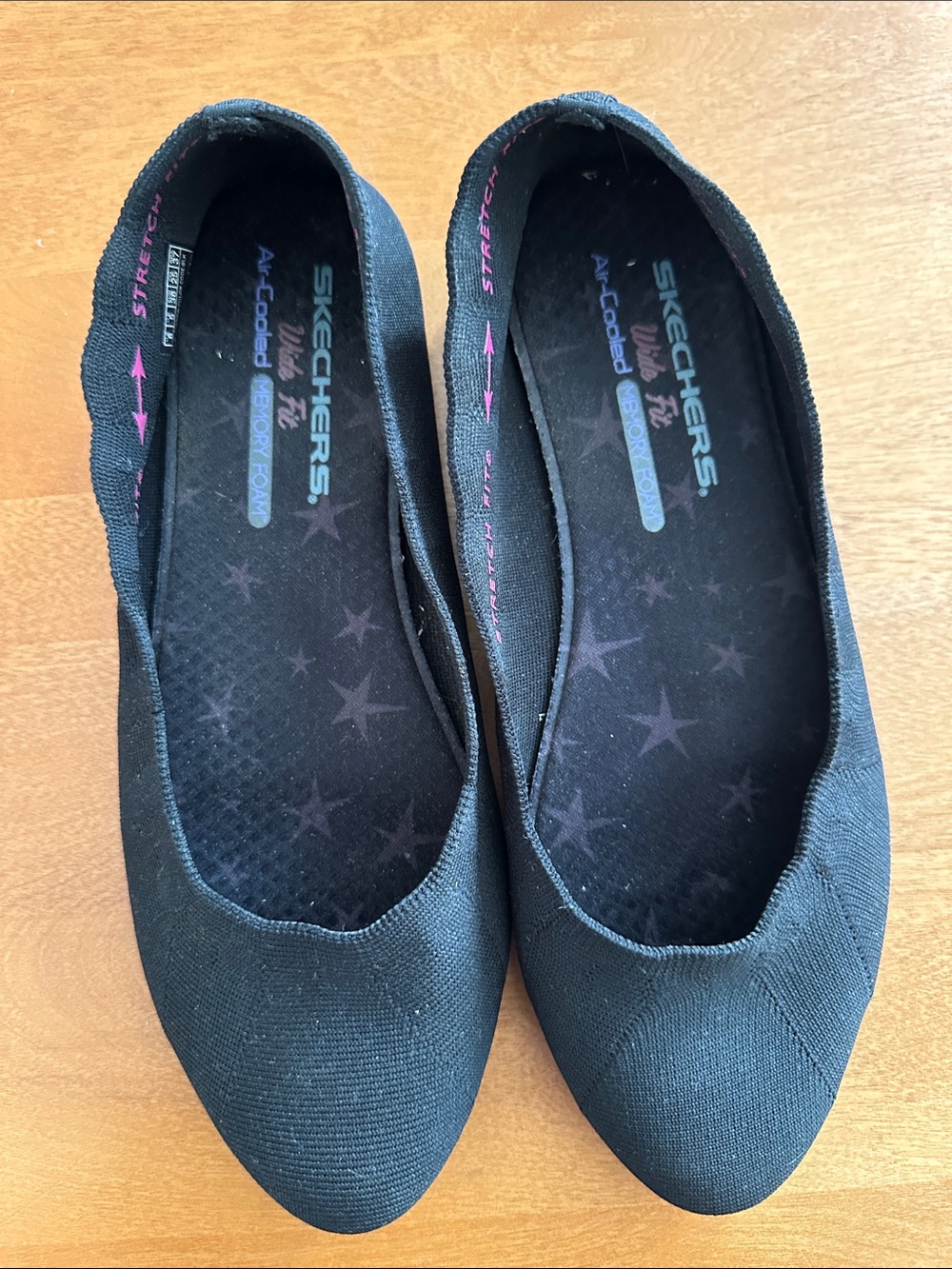Skechers Black Slip-On Pointed Toe Flats